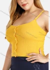 Wholesale Women's Plus Size Spaghetti Strap Plain Button Decor Ruched Crop Camisole Top - Liuhuamall