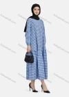 Wholesale Women's Casual Plaid Print Long Sleeve Ruffle Hem Midi Dress 1309# - Liuhuamall