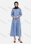 Wholesale Women's Casual Plaid Print Long Sleeve Ruffle Hem Midi Dress 1309# - Liuhuamall