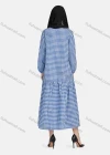Wholesale Women's Casual Plaid Print Long Sleeve Ruffle Hem Midi Dress 1309# - Liuhuamall