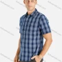 Wholesale Men's Casual Button Front Short Sleeve Plaid Shirt With Pocket preview