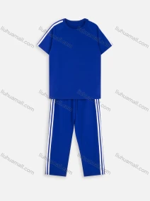 Wholesale Men's Athletic Workout Striped Trim T-Shirt & Pants 2-Pieces Set, LIUHUA CLOTHING WHOLESALE