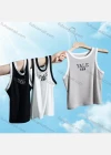 Wholesale Women's Casual Plain Letter Scoop Neck Contrast Tank Top W164# - Liuhuamall