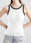 Wholesale Women's Casual Plain Letter Crew Neck Contrast Tank Top B468# - Liuhuamall