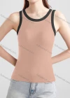 Wholesale Women's Casual Plain Letter Crew Neck Contrast Tank Top B468# - Liuhuamall