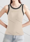 Wholesale Women's Casual Plain Letter Crew Neck Contrast Tank Top B468# - Liuhuamall