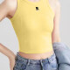 Women's Casual Plain Letter Crew Neck Crop Tank Top B581# Yellow Clothing Wholesale Market -LIUHUA