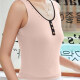 Women's Casual Plain Button Decor Letter Scoop Neck Tank Top W013# Pink Clothing Wholesale Market -LIUHUA