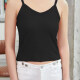 Women's Casual Plain Scoop Neck Crop Cami Top W051# Black Clothing Wholesale Market -LIUHUA