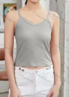 Wholesale Women's Casual Plain Spaghetti Strap Crop Cami Top W051# - Liuhuamall