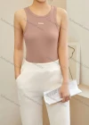Wholesale Women's Casual Plain Letter Crew Neck Tank Top W090# - Liuhuamall