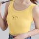 Women's Casual Plain Letter Scoop Neck Tank Top W170# Yellow Clothing Wholesale Market -LIUHUA