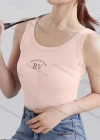 Wholesale Women's Casual Plain Letter Scoop Neck Tank Top W170# - Liuhuamall