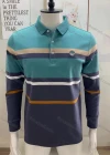 Wholesale Men's Casual Striped Colorblock Long Sleeve Polo Shirt - Liuhuamall