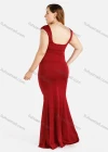 Wholesale Women's Fashion Plain Deep V-Neck Sleeveless Zipper Rhinestone Sheer Mesh Bodycon Mermaid Evening Dress - Liuhuamall