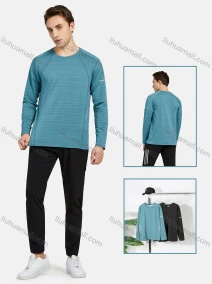 Wholesale Men's Athletic Crew Neck Long Sleeve Texture Plain T-shirts, LIUHUA CLOTHING WHOLESALE