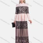 Wholesale Women's Elegant A-Line Long Sleeve Mesh Lace Mandarin Collar Maxi Dress preview