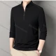 Wholesale Men's Casual Plain Stand Collar Quarter Zip Long Sleeve Henley Shirt C-31# Black Clothing Wholesale Market Liuhua