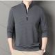 Wholesale Men's Casual Plain Stand Collar Quarter Zip Long Sleeve Henley Shirt C-31# Gray Clothing Wholesale Market Liuhua