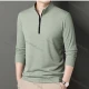 Wholesale Men's Casual Plain Stand Collar Quarter Zip Long Sleeve Henley Shirt C-31# Green Clothing Wholesale Market Liuhua