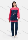 Wholesale Women's Casual Lounge Long Sleeve Embroidery Cartoon Pattern Colorblock Patch Pocket Hoodies & Pants Sets - Liuhuamall