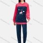 Wholesale Women's Casual Lounge Long Sleeve Embroidery Cartoon Pattern Colorblock Patch Pocket Hoodies & Pants Sets preview
