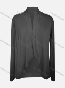 Wholesale Women's Casual Long Sleeve High Neck Plain Embroidered Cardigan, LIUHUA CLOTHING WHOLESALE