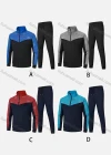 Wholesale Men's Athletic Workout Splicing Colorblock Stand Neck Zip Jacket & Elastic Waist Ankle Length Joggers 2 Piece Set 8083# - Liuhuamall