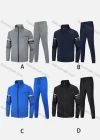 Wholesale Men's Athletic Workout Striped Stand Neck Zip Jacket & Elastic Waist Ankle Length Joggers 2 Piece Set 8089# - Liuhuamall