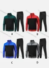 Wholesale Men's Athletic Workout Splicing Colorblock Stand Neck Zip Jacket & Elastic Waist Ankle Length Joggers 2 Piece Set 8090# - Liuhuamall