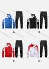 Wholesale Men's Athletic Workout Splicing Colorblock Stand Neck Zip Jacket & Elastic Waist Ankle Length Joggers 2 Piece Set 9972# - Liuhuamall