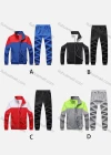 Wholesale Men's Athletic Workout Splicing Colorblock Stand Neck Zip Jacket & Elastic Waist Ankle Length Joggers 2 Piece Set 9976# - Liuhuamall