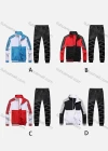 Wholesale Men's Athletic Workout Splicing Colorblock Stand Neck Zip Jacket & Elastic Waist Ankle Length Joggers 2 Piece Set 9977# - Liuhuamall