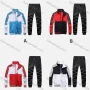 Wholesale Men's Athletic Workout Splicing Colorblock Stand Neck Zip Jacket & Elastic Waist Ankle Length Joggers 2 Piece Set 9977# preview