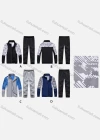 Wholesale Men's Athletic Workout Splicing Colorblock Stand Neck Zip Jacket & Elastic Waist Ankle Length Pants 2 Piece Set 30979# - Liuhuamall