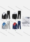 Wholesale Men's Athletic Workout Splicing Colorblock Stand Neck Zip Jacket & Elastic Waist Ankle Length Pants 2 Piece Set 30981# - Liuhuamall