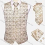 Wholesale Men's Formal Paisley Print Silky Waistcoat With Necktie & Kerchief & Cufflinks 4-piece Set preview