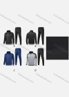 Wholesale Men's Athletic Workout Striped Stand Neck Zip Jacket & Elastic Waist Ankle Length Joggers 2 Piece Set 32375# - Liuhuamall