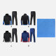 Men's Athletic Workout Splicing Colorblock Stand Neck Zip Jacket & Elastic Waist Ankle Length Jogger 2 Piece Set 32377# Black & Blue Clothing Wholesale Market -LIUHUA