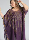 Wholesale Women's Arabic Dubai VNeck Half Sleeve Muslim Islamic Seuqin Maxi Cover Up Dress - Liuhuamall