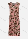 Wholesale Women's Sleeveless Round Neck Button Front Floral Print Pleated Midi Dress - Liuhuamall