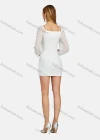 Wholesale Women's Casual Sweetheart Neck Poet Sleeve Lace Up Ruched Short Dress 6532# - Liuhuamall