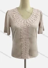 Wholesale Women's Casual Scoop Neck Tiered Sleeve Appliques Blouse - Liuhuamall