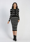 Wholesale Women's Rib-Knit Striped Sweater Midi Cami Dress With Cardigan - Liuhuamall