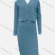Wholesale Women's Casual Plain Geometric Texture Button Down Long Sleeve V Neck Cardigan & Midi Skirts 2 Piece Set 5# Clothing Wholesale Market Liuhua