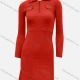 Wholesale Women's Casual Collared Plain Quarter Zip Fake Pocket Metal Decor High Waist Long Sleeve Short Dress 8# Clothing Wholesale Market Liuhua