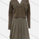Wholesale Women's Casual Plain Geometric Texture Long Sleeve V Neck Flap Pockets Button Down Cardigan & Short Skirts 2 Piece Set Coffee Clothing Wholesale Market Liuhua