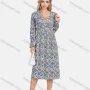 Wholesale Women's Casual Ruffle Long Sleeve Wrap V Neck Elastic Waist Floral Print Midi Dress preview