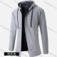 Wholesale Men's Casual Plain Long Sleeve Zipper Chunky Knit Drawstring Long Hooded Jacket Light Gray Clothing Wholesale Market Liuhua