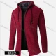 Wholesale Men's Casual Plain Long Sleeve Zipper Chunky Knit Drawstring Long Hooded Jacket Wine Clothing Wholesale Market Liuhua
